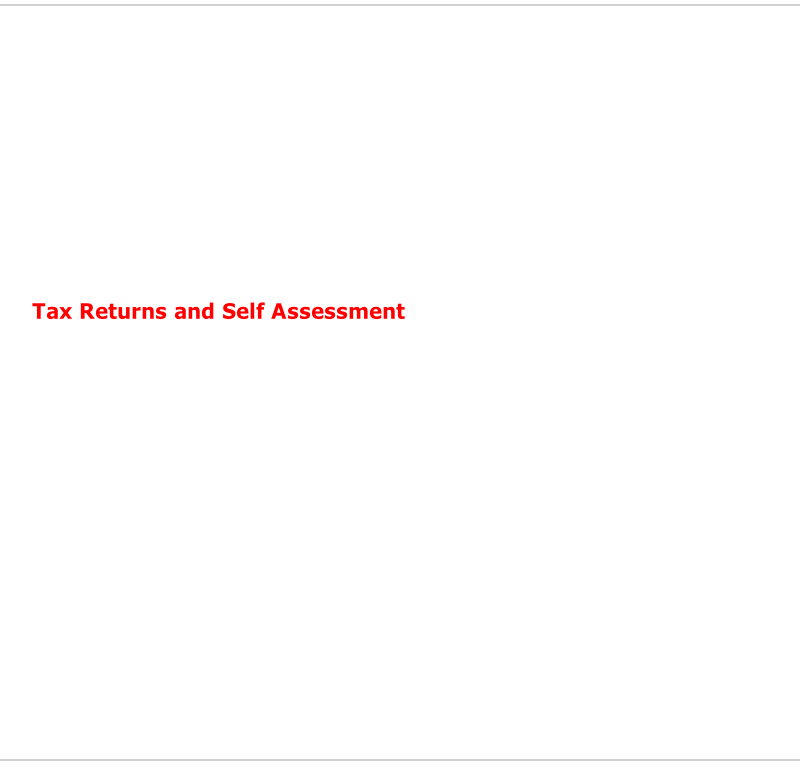 Tax Returns and Self Assessment
